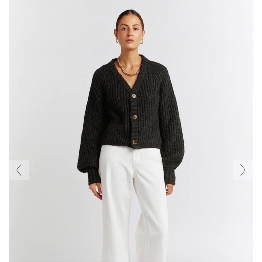 dissh cannes black wool blend chunky cardigan sweater 8